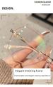 Nw Champagn Gold Framlss Polygon Anti-blu Light Ladis Rading Glasss Fashion Flat Mirror Finishd Myopia_viptrois.com