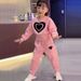 Girls Sweet Autumn Clothes For Middle And Large Children Wide Leg Pants Casual 2024 Autumn New Style Pure Color Sweet Love Two Piece Suit Trendy_viptrois.com