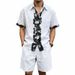 Men's Linen Short Sleeve Shirt And Shorts Set Breathable Casual Summer Outfit Comfortable Lightweight Two-Piece Daily Wear_viptrois.com