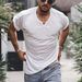 2025 Fashion Solid Color Men's Crew Neck Short Sleeve Top Spring New Casual Commuter Slim Fit Sports T-Shirt_viptrois.com