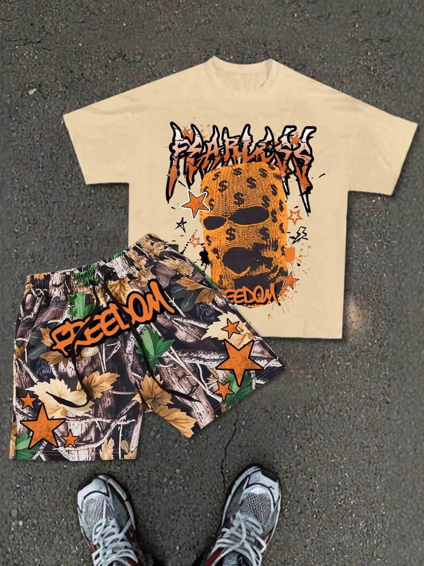 Men's Clothing Men's Summer T Shirt Short Sleeved Camouflage Shorts Casual Suit Personalized T Shirt_viptrois.com