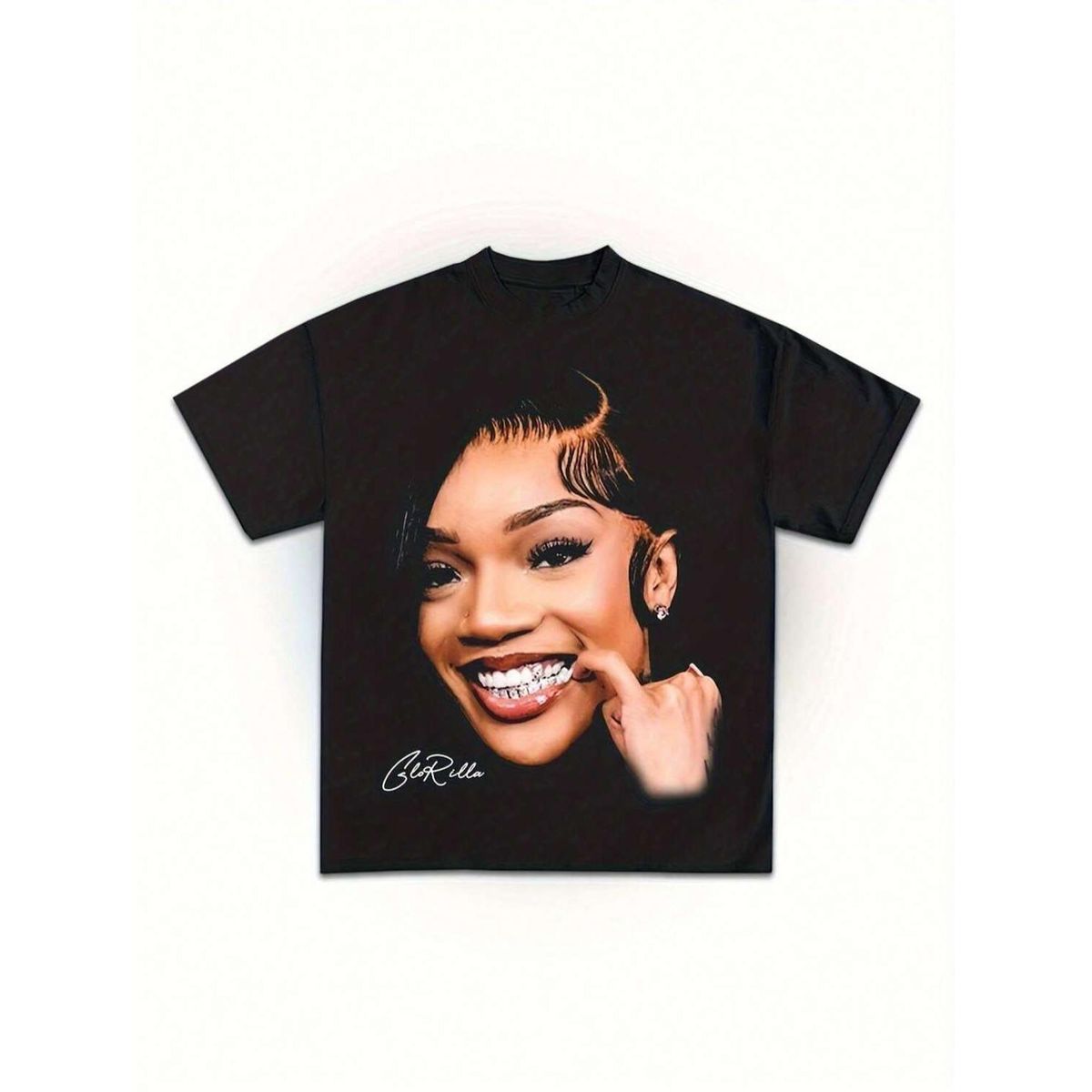 Camiseta Gráfica Inspirada En El Concierto GloRilla Hombres Con Arte Fans, Manga Corta, Cuello Redondo, Camiseta Casual_viptrois.com
