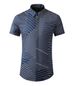 Men's Slim-Fit Short-Sleeve Shirt – Textured Stripe Print, 100% Premium Cotton (Casual & Smart-Casual Versatility)_viptrois.com