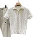 Men's Thin Knit Polo Shirt Short Sleeve, Wrinkle-Resistant Viscose Blend Top For Summer Business Casual & Daily Wear_viptrois.com