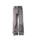 Men's Clothing Cleanfit Gray Raw Edge Tassel Jeans Vintage Cement Gray Trousers Jeans_viptrois.com