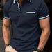 Men's Casual Polo Shirt Short Sleeve Button Down Pocket Summer Breathable Comfortable Loose Fit Cotton Blend Solid Color_viptrois.com