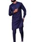 Men's Striped Printed Long Sleeve African Ethnic Suit_viptrois.com