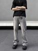 Men's Clothing High Street Washed Gray Straight Tube Slightly Flared Cleanfit Pants Trendy_viptrois.com