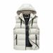 Men's Quilted Puffer Vest – Korean Streetwear Style, Thickened Polyester Fill With Hood & Zipper Pockets (L-5XL, Black/Red/Army Green)_viptrois.com