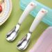 Mother & Kids 316 Stainless Steel Children's Spoon Two Color Bear Ingot Spoon Baby Eating Training Spoon_viptrois.com