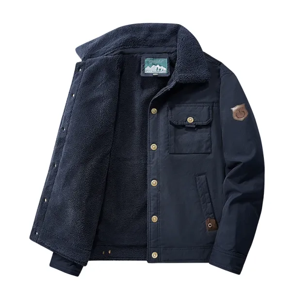 brand Warm Fleece Autumn Winter Jackets For Men Cargo Fleece Coat Casual Men's Winter Jacket Solid Color Luxury Outerwear Man_viptrois.com