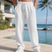 Cross-border American Heavy Autumn And Winter Men's Loose Straight Jacquard Small Square Casual Simple Commuting Wide-leg Trousers Men_viptrois.com