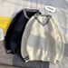 V-Neck Men's Autumn Winter Knitted Sweater Korean Version Loose Thick Base Shirt Black And White Yarn Long Sleeved Top_viptrois.com