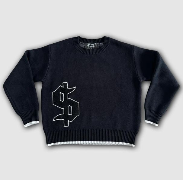 Harajuku Streetwear Sweater For Men – Embroidered Symbol Knit Pullover, Oversized Round Neck Casual High Street Fashion For Autumn & Winter_viptrois.com
