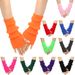 Medium to long woolen Japanese Korean autumn and winter anime dress up gloves, knitted open finger warm gloves_viptrois.com