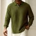 Men's Solid Color Lapel Button down Polo Shirt Long Sleeved Casual Everyday Style Versatile Top Cross Border Trade_viptrois.com