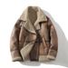 Men's Premium Faux Shearling Jacket, Winter Lined Zip-Up Coat With Notch Lapel, Slim Fit Thermal Outerwear In Brown/Black (Sizes M-5XL)_viptrois.com