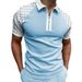 Summer New Men's Polo Shirt Short Sleeve Contrast Plaid Zipper T-shirt Top_viptrois.com