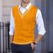 "Men's Cable-Knit V-Neck Vest – Prestige Wool Blend For Academic & Urban Layering (M-XXXL, 9 Colors)"_viptrois.com