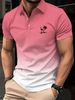 Men's Fashion Polo Trend Casual Short Sleeved Button Polo Shirt Gradient Coconut Tree 3D Printing_viptrois.com