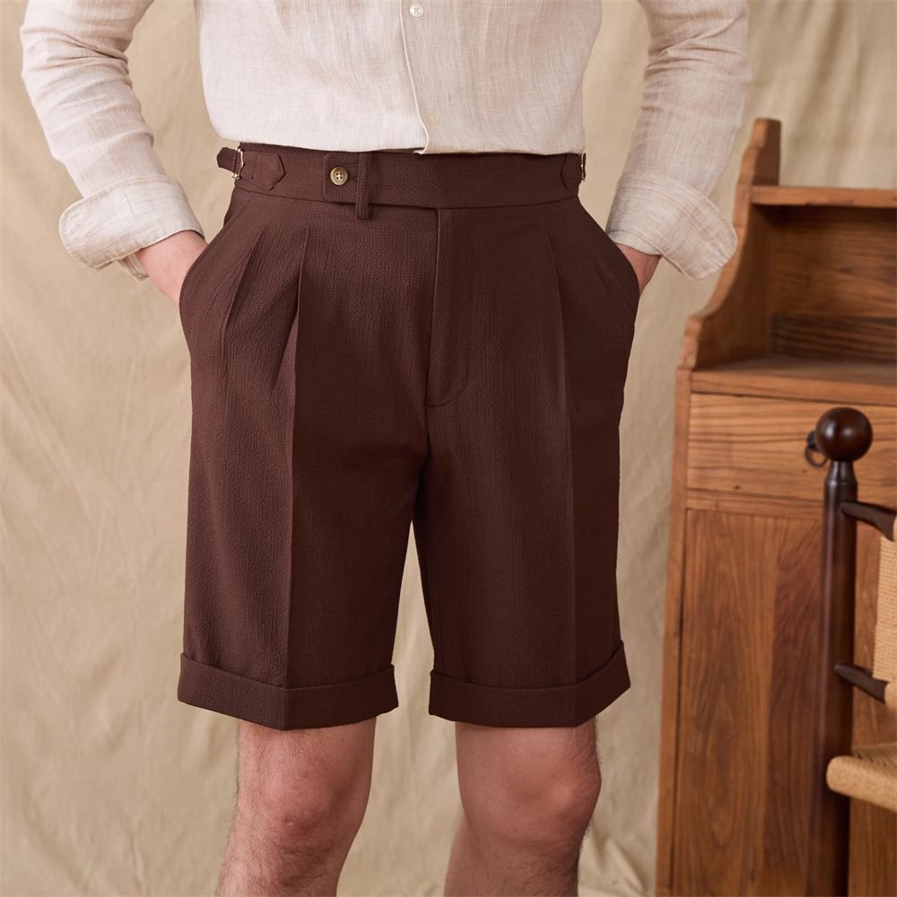 Men's Clothing Summer Naples Gurga Shorts Men's Business Straight Pants Gentleman Five Point Suit Pants_viptrois.com