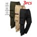 "Men's Work Pants Casual Loose Fit Straight Leg Trousers - Comfortable Polyester Fabric For All Seasons (Black, Grey, Military Green, Khaki)_viptrois.com