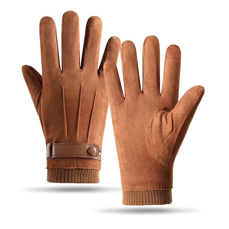Men's Winter Riding Gloves - Touchscreen Compatible, Windproof & Fleece Lined With Suede Finish For Cycling & Outdoor Activities_viptrois.com