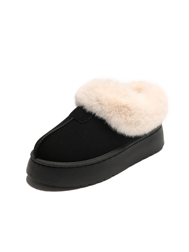 Thick snow boots winter new color fashion large size cotton boots short leg slip-on wool cotton boots_viptrois.com