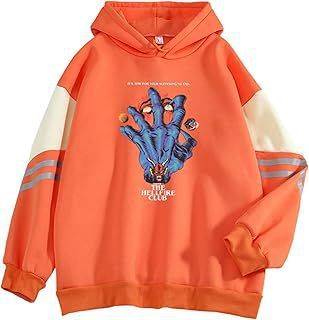 American Style Color Block Demon Hand Print Hoodie Pullover Outerwear Cool Top Sweatshirt Hot Sale_viptrois.com