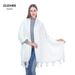 Women's Scarves Autumn And Winter Rabbit Fur Ball Solid Color Scarf Warm Quill Pure Knitted Shawl Women Scarf_viptrois.com