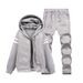 Men's Fleece-Lined Hoodie Set Winter Warm Thick Pullover Sweatshirt With Zip-Up Jacket Casual Sportswear Outfit_viptrois.com