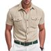 Men's New Summer Short-sleeved T-shirt Shirt Casual Loose Corduroy Workwear Heavyweight T-shirt_viptrois.com