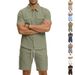 Men's Solid Color Collared Shirt Summer Sporty Casual Short Sleeved With Multiple Pockets New Suit_viptrois.com