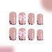 Short Bright Face Europe And The United States Cross-border Foreign Trade Pink Leopard Contrast Color Bow Wearing Armor False Nails Removable 24 Piece_viptrois.com