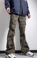 Mid-High Waist Camouflage Cargo For Men, Trendy Brand, Stylish Streetwear Jeans, Flared Straight Pants_viptrois.com