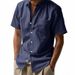 Men's Hawaiian Style Linen Shirt - Breathable Loose Fit Short Sleeve With Henry Collar (Casual Summer Wear)_viptrois.com