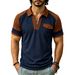 Men's Cuban Plaid Texture Polo Shirt Color Block Casual Fashion Zip Up Top Short Sleeved Collared Style_viptrois.com