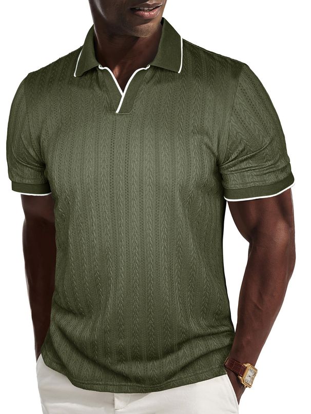 Men's Knitted Jacquard Polo Shirt Casual Everyday Business Versatile Top New Summer Arrival for Cross Border European And American Exports_viptrois.com