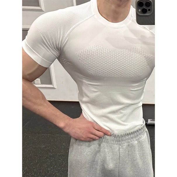 Men's Clothing Quick Drying Short Sleeved Running Sports Training Clothes Compression T Shirts, Stretch Tops Showing Muscle Fitness Clothes For Men_viptrois.com