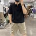 Men's Clothing Summer Lapel Polo Shirt Zipper Casual Half Sleeve Sports Fitness Solid Color Breathable Fashion Versatile Short Sleeved Top_viptrois.com