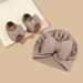 2Pcs Newborn Baby Bow Hat Socks Set Solid Color Cotton Infant Girls Turban Cap Anti-slip Socks_viptrois.com