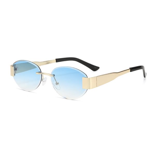 New Frameless Trimmed Metal Sunglasses Cross Border Retro UV400 Trendy Sunglasses High End Fashion_viptrois.com