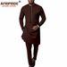 Men's clothing African ethnic solid color cotton men's casual jacket + pants_viptrois.com