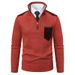 Men's Clothing Men's Stylish Color-Block Half-Zip Sweater - Fleece-Lined Slim Fit Knit Pullover For Winter Warmth | Multiple Colors & Sizes Available_viptrois.com