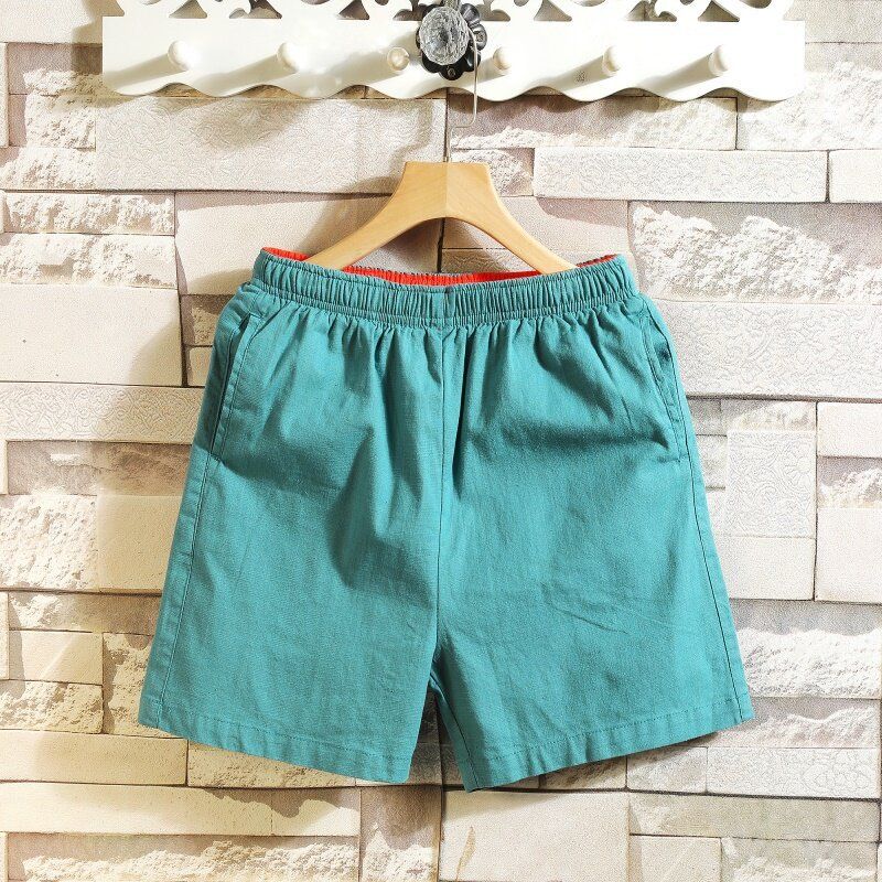 Men's Clothing Foreign Trade Leisure Sports Beach Pants Solid Color Breathable Inner Lining Drawstring Cotton And Linen Three Quarter Pants Men_viptrois.com