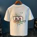 White Printed T-shirt Men's Summer Thin High-end Short-sleeved Top High-density Worsted Comfortable And Breathable Clothes_viptrois.com