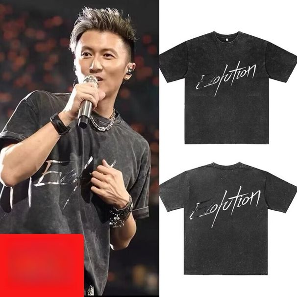 Summer Short-sleeved T-shirt Men's 2026 New Washing Water Old Heavy Clothes Trendy, Black XL_viptrois.com