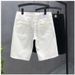 Men's Stretch Denim Shorts In White - Premium Slim Fit Korean Style Summer 5-Inch Inseam Casual Shorts_viptrois.com