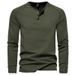 2024 Spring Men's New Henry Neck Long sleeved T-shirt Casual Solid Simple Bottom_viptrois.com