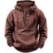Men's Clothing Outdoor Retro Lace Up Hooded Long Sleeved T Shirt Autumn Casual Tops_viptrois.com